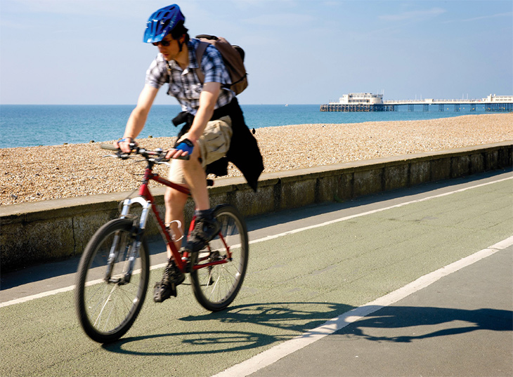 Cycling on the seafront