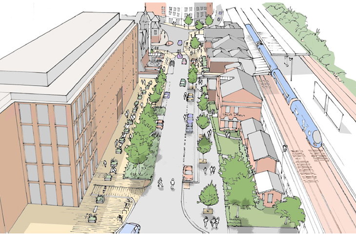 Railway Approach - artist's impression looking west, towards Cross Street and Victoria Road