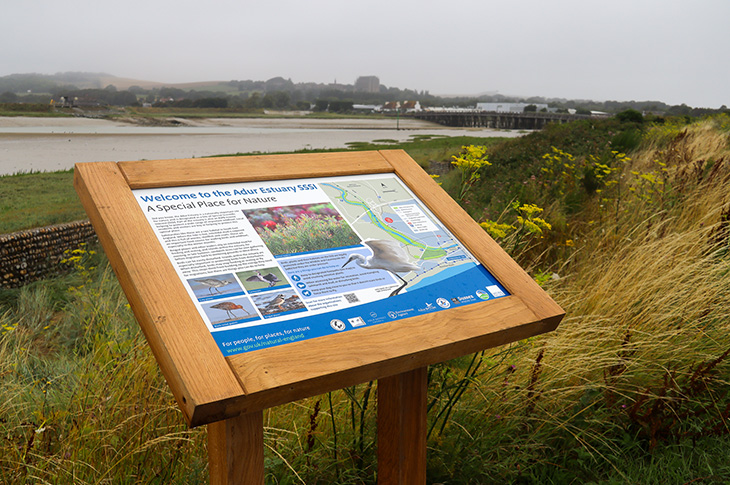 PR23-107 - One of the new signs about the Adur Estuary SSSI, next to the River Adur