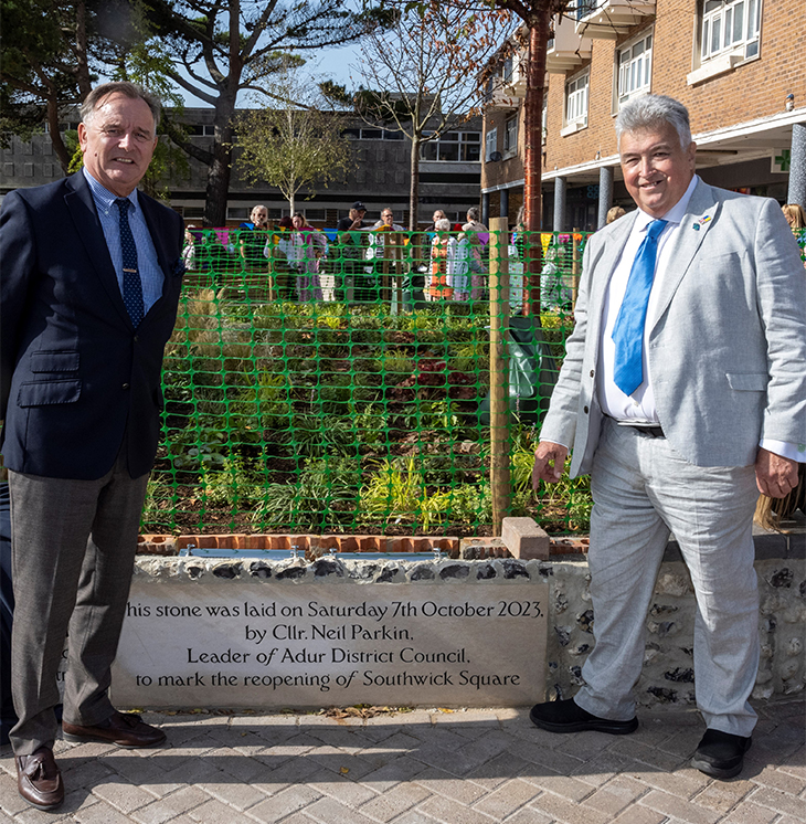 PR23-135 - Cllr Paul Marshall (left) and Cllr Neil Parkin (right) with the commemorative stone