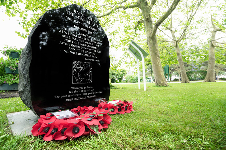 Battle of the Boar's Head memorial stone in Beach House Park, Worthing