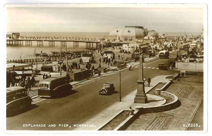 Worthing Pier - view of the esplanade and Pier from Steyne Gardens
