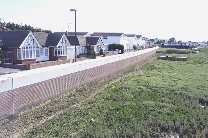 Shoreham Adur Tidal Walls Flood Defence Scheme - view towards houseboats from footbridge