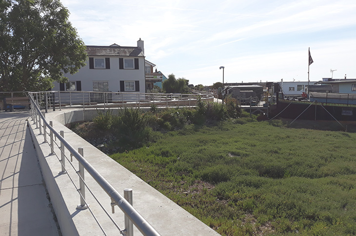 Shoreham Adur Tidal Walls Flood Defence Scheme - entrance to houseboats riverside walk