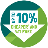 Up to 10 percent cheaper and VAT free