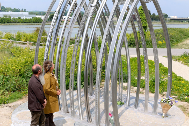 The Shoreham Airshow Memorial with the artists, David Parfitt and Jane Fordham