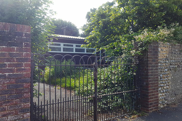 The old RAF Air Cadets site in Victoria Road in Worthing - entrance gates (June 2022)