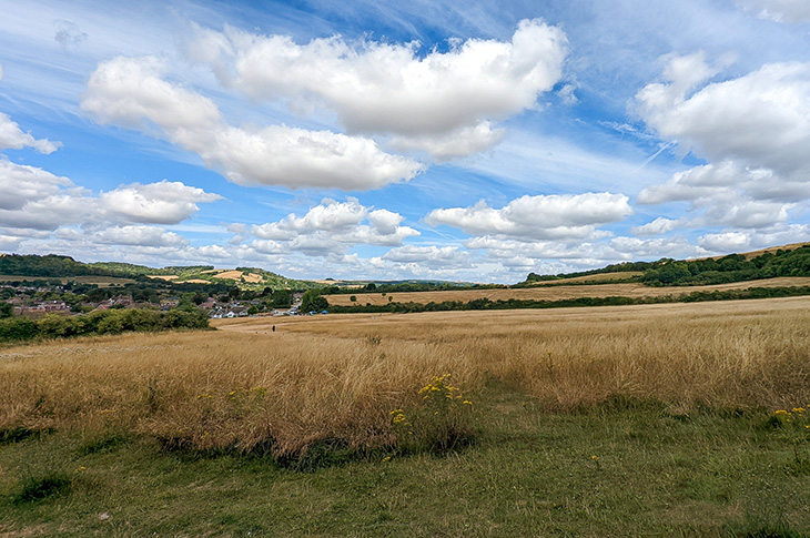 Cissbury Fields, Worthing, looking towards Findon Valley