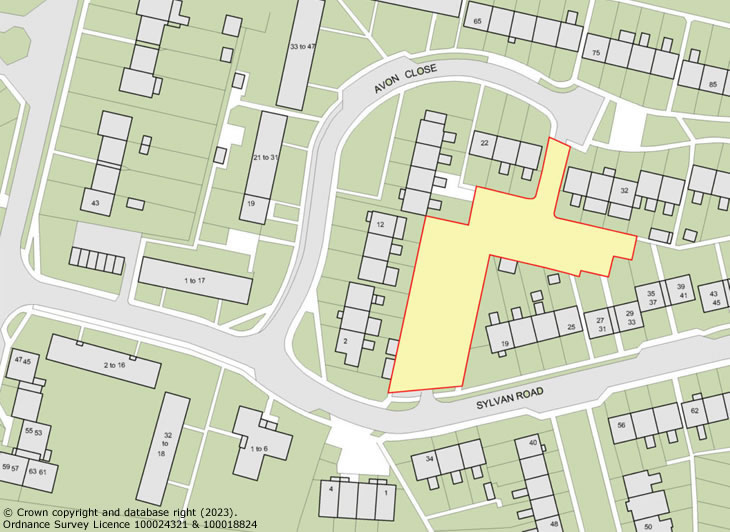 Sylvan Road, Sompting - site plan - showing the old garage compound