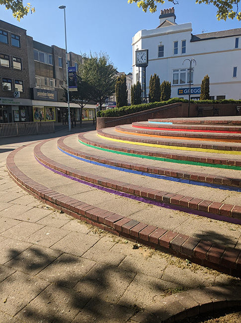 PR23-079 - Guildbourne Centre steps in the Pride colours