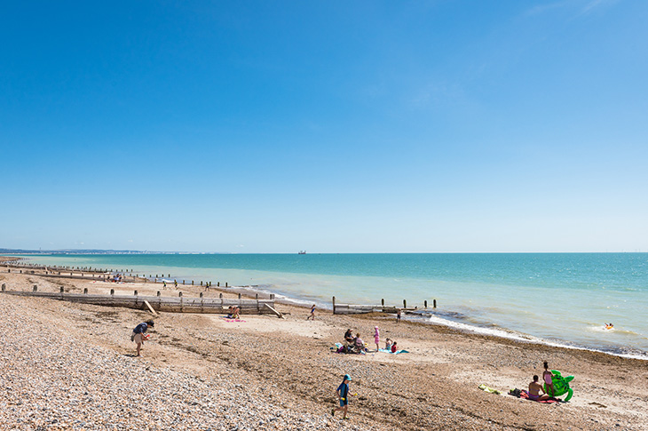 Worthing Beach (looking east) - opposite Beach House Grounds