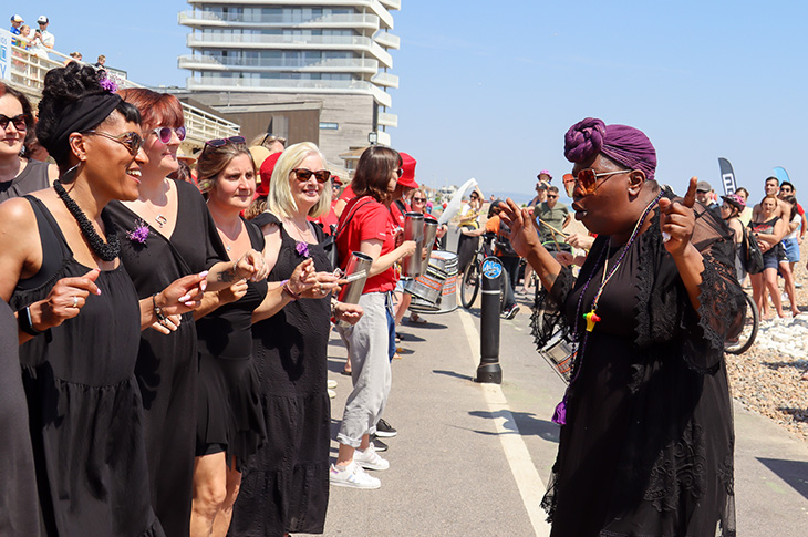 PR23-084 - Drumheads and the Spring into Soul Choir brought their samba show to the town on the promenade