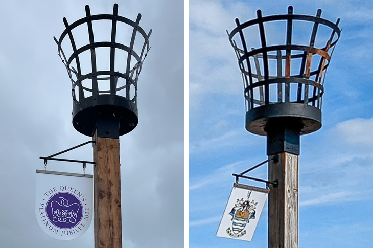 Lancing and Worthing seafront beacons - close up of the baskets