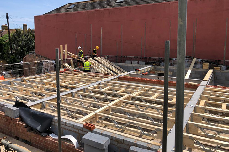 Gardner Road, Fishersgate - progress on site (joists) - July 2023 (1)