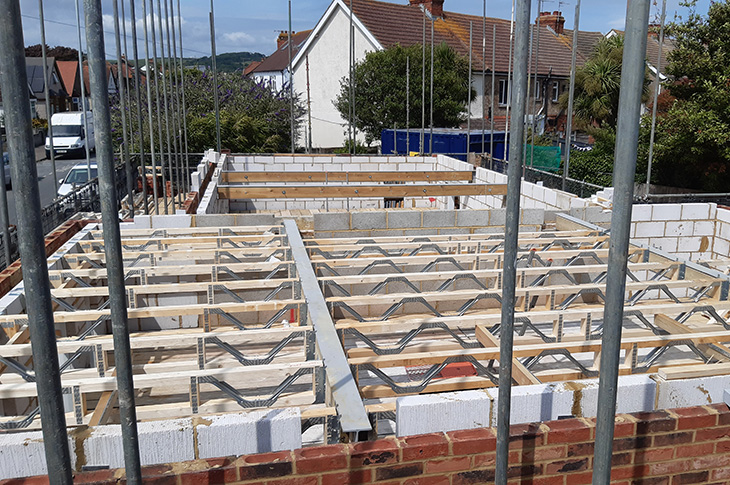 Leconfield Road, Lancing - progress on site (joists) - July 2023 (1)