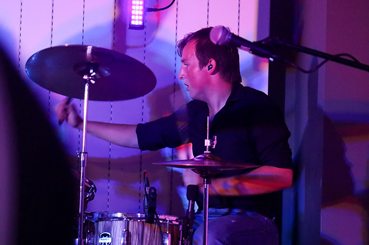PR23-112 - Billy Chapman, the band's drummer, performing at AudioActive Worthing