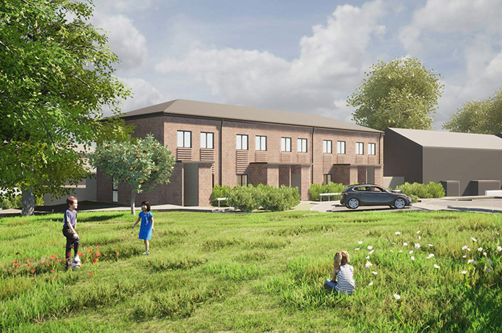 PR23-113 - Artist's impression of the five terraced houses which could be built on the car park to the south east of the