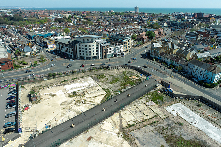 Aerial view of the Teville Gate site in Worthing