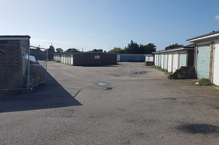 Garages at Daniel Close (on the Mash Barn estate in Lancing)