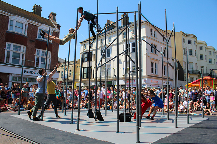 PR23-179 - Worthing Festival - Motionhouse performing in Montague Place, Worthing
