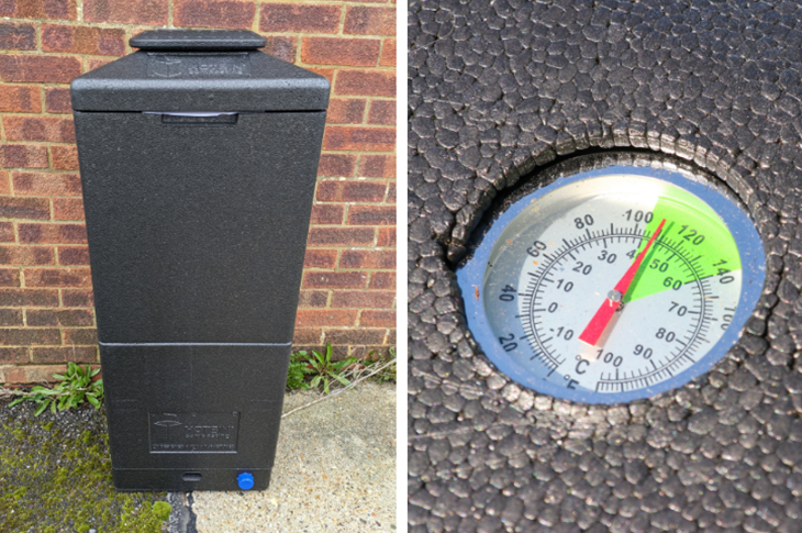 Hotbin - showing its temperature gauge