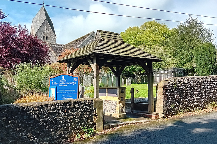 Sompting War Memorial in the lychgate of St Mary's Church