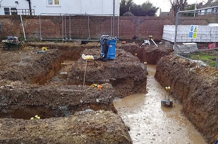 Victoria Road, Worthing - foundations of the new homes (January 2025) - 1