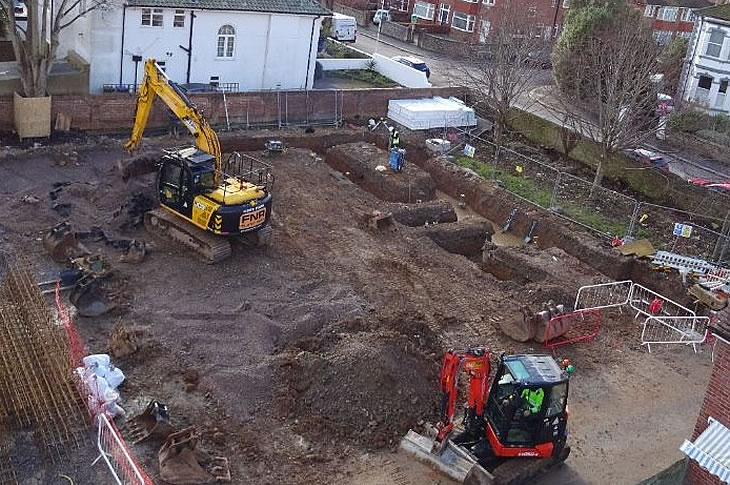 Victoria Road, Worthing - foundations of the new homes (January 2025) - 2