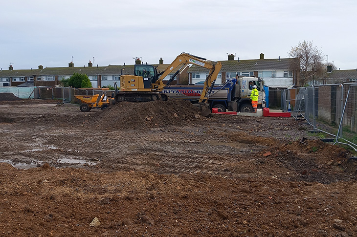 Gravelly Crescent, Lancing - work is continuing to prepare the site for the groundworks - November 2024