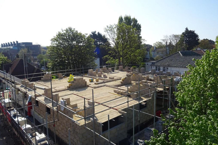 Victoria Road, Worthing - completed brick and blockwork on the 1st floor, now starting the 2nd floor (May 2025) - 1