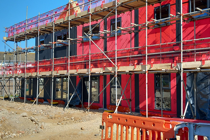 Daniel Close, Lancing - Modules for the first 3 homes have been fitted - now working on roofs & exteriors (May 2025) - 2