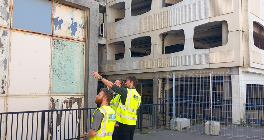 2025-06-23 - structural engineers from HOP Consulting doing an analysis of Grafton multi-storey car park, Worthing