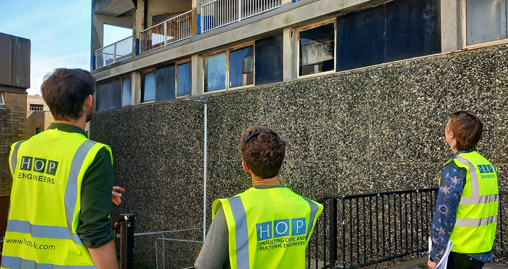 2025-06-23 - structural engineers from HOP Consulting doing an analysis of Grafton multi-storey car park, Worthing