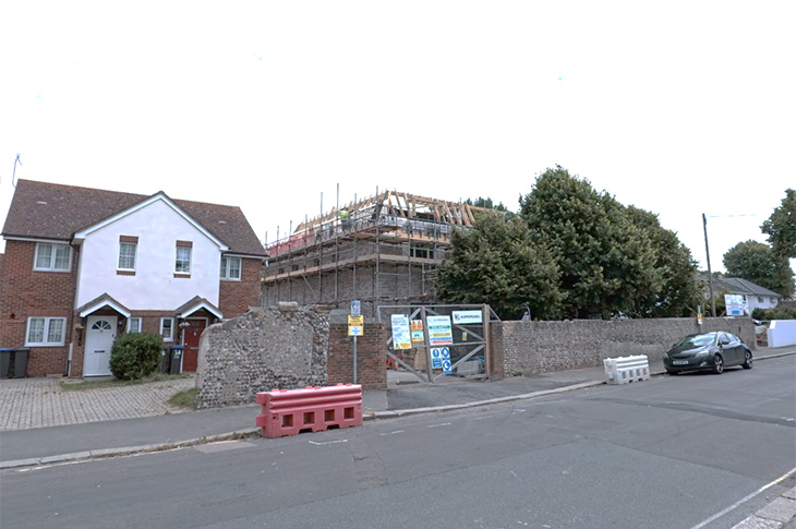 Victoria Road, Worthing - the building viewed from the road (June 2025)
