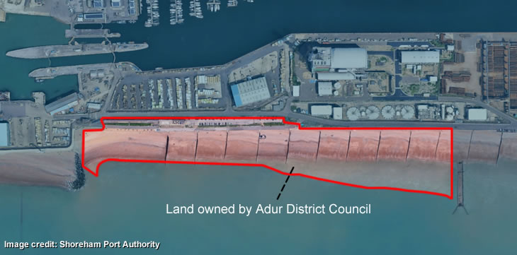 Southwick Beach - land owned by Adur District Council (image credit Shoreham Port Authority)