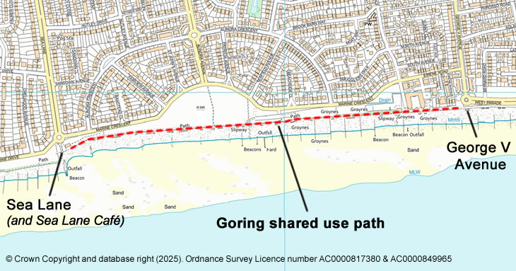 Goring shared use path route map