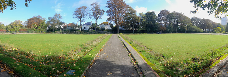 The former bowls green at Beach House Park, Worthing