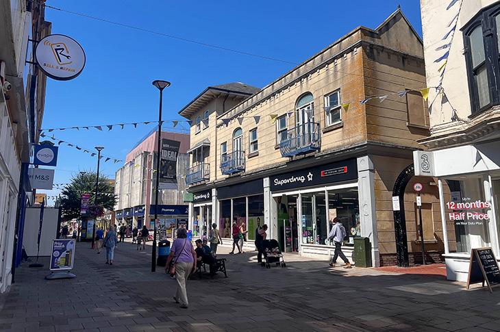 Montague Street, Worthing - looking west (Superdrug and Boots)