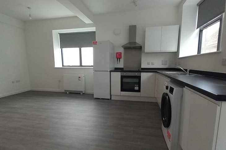 The kitchen and living space in one of the new flats in Marine Place, Worthing