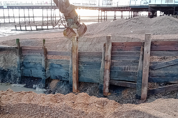 Worthing Beach - Installing new piles