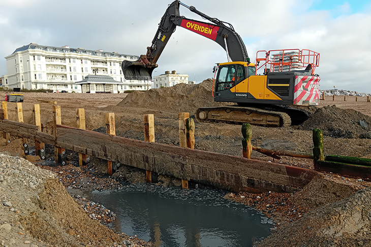 Worthing Beach - Digger on the beach