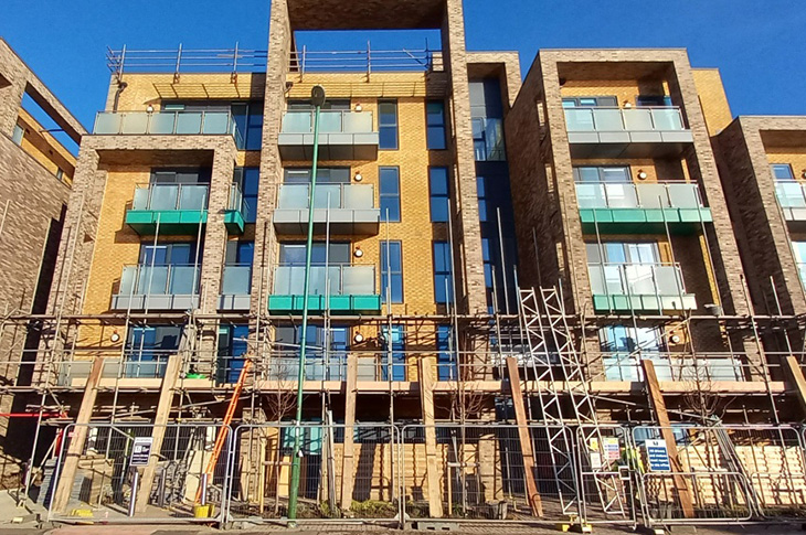 Scaffolding on the building in Albion Street, Southwick (February 2026) - 1