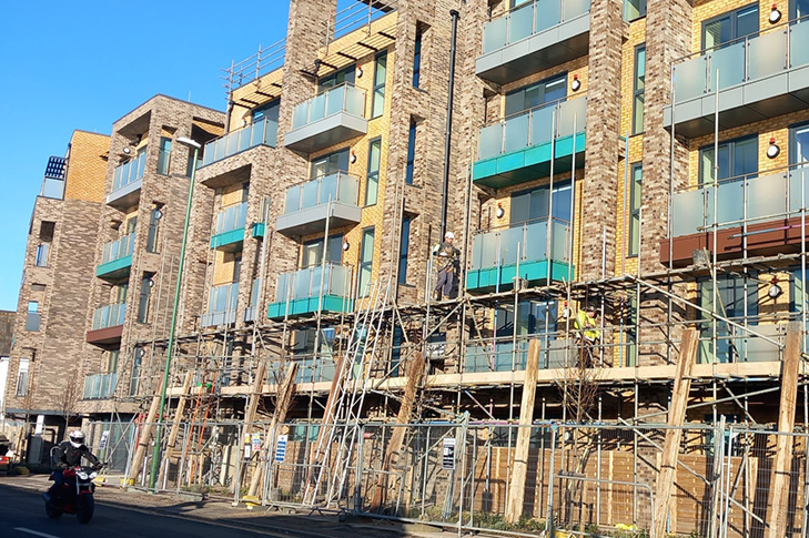 Scaffolding on the building in Albion Street, Southwick (February 2026) - 2
