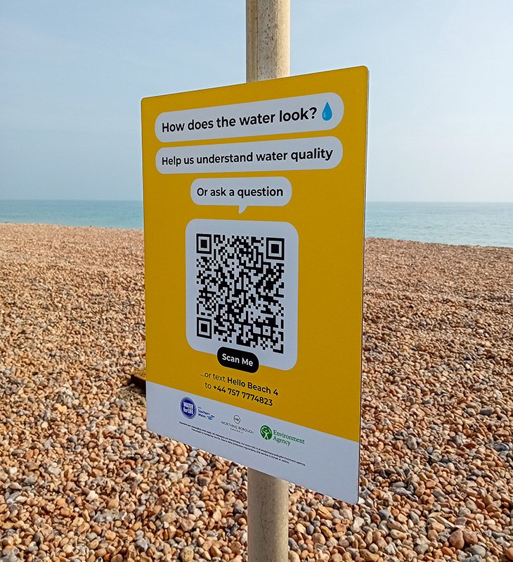 PR26-035 - One of the Hello Lamp Post signs on Worthing promenade (close up of the sign)