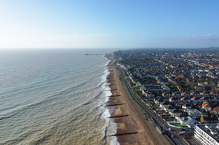 Aerial photo of Worthing seafront and pier (looking west)