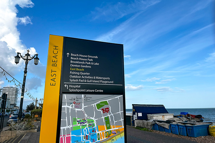 Worthing Wayfinding sign - East Beach - by the beach