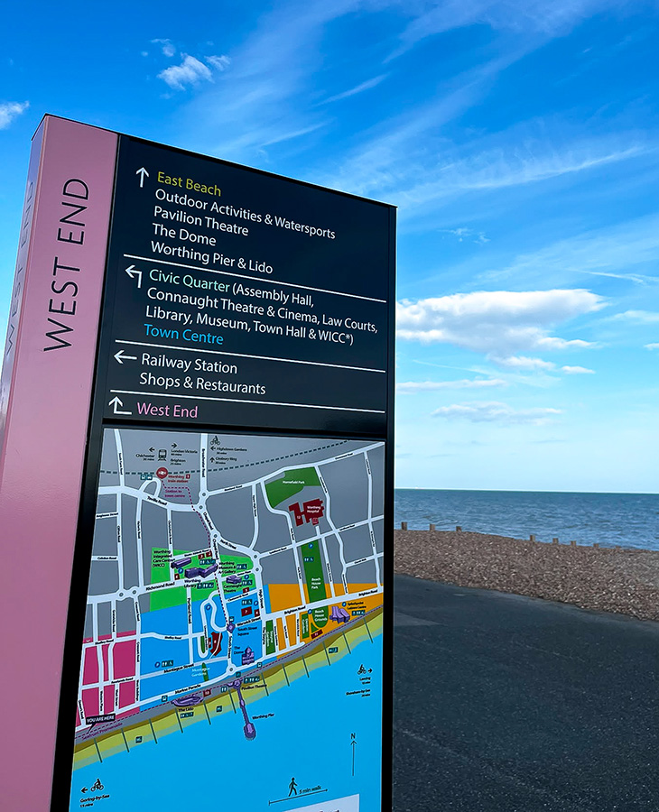 Worthing Wayfinding sign - West End - by the beach