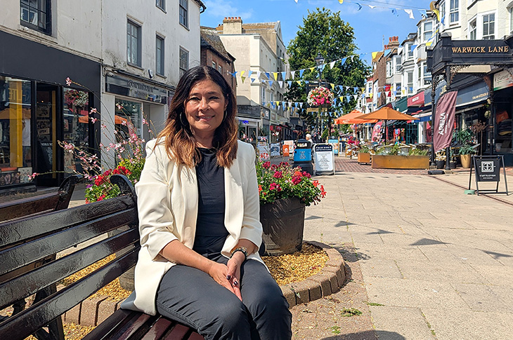 Cllr Caroline Baxter in Warwick Street, Worthing