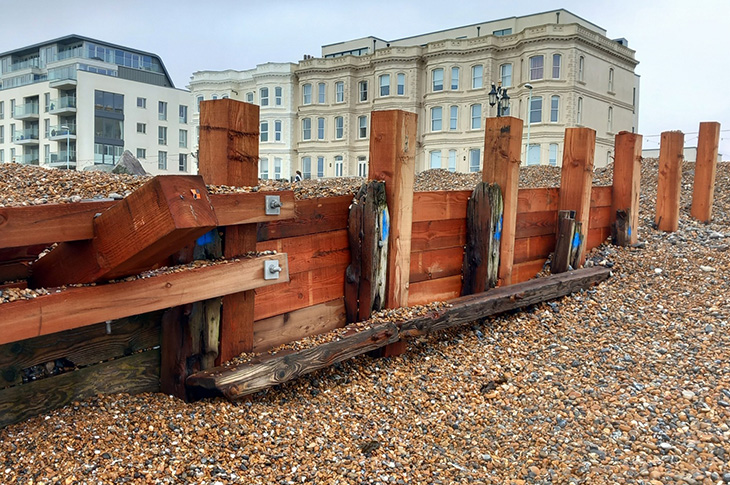 PR26-067 - one of the new groynes on Worthing Beach