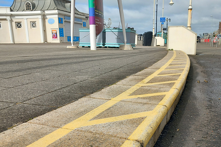Jet washed steps outside the Pavilion Theatre on the end of Worthing Pier